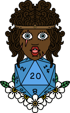 Retro Dövme Tarzı İnsan Barbarlığı Bir insan tarafından çizilmiş 20 zar ile