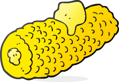 Bir insan tarafından çizilmiş tereyağlı mısır karikatürü.