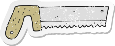 Bir insan tarafından çizilmiş bir tahta testerenin gerilmiş çıkartması.