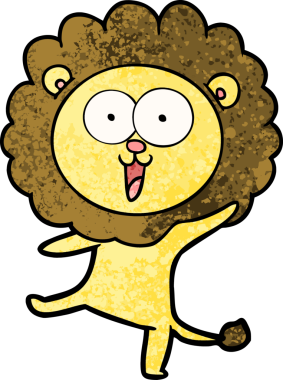 Bir insan tarafından çizilmiş mutlu çizgi film aslanı.