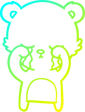 Bir insan tarafından çizilmiş ağlayan çizgi film ayısının soğuk gradyan çizgisi.