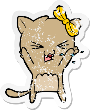 Bir insan tarafından çizilmiş karikatür bir kedinin sıkıntılı çıkartması.