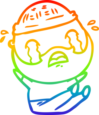 Bir insan tarafından çizilmiş ağlayan sakallı bir adamın çizimi.