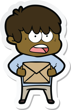 Bir insan tarafından çizilmiş endişeli bir çizgi film çocuğunun çıkartması.