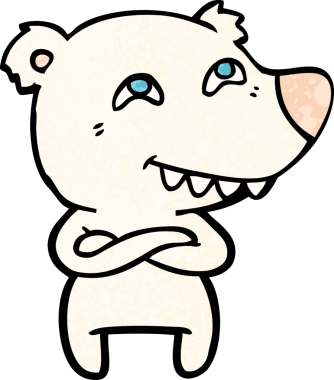 Karikatür kutup ayısı bir insan tarafından çizilmiş dişleri gösteriyor