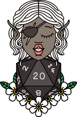 Retro Dövme Tarzı Bir insan tarafından çizilmiş doğal yirmilik zarlı düzenbaz karakter