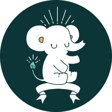 Bir insan tarafından çizilmiş dövme stili şirin bir fil.