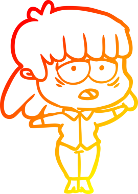 Bir insan tarafından çizilmiş, karikatür çizen, yorgun bir kadın.