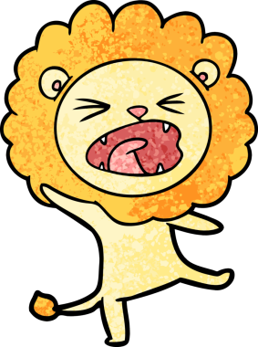 Bir insan tarafından çizilmiş çizgi film aslanı.