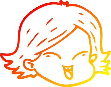 Bir insan tarafından çizilmiş bir çizgi kadın yüzünün sıcak çizgi çizimi