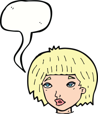 Bir insan tarafından çizilmiş konuşma baloncuğu olan sıkılmış bir kadın.