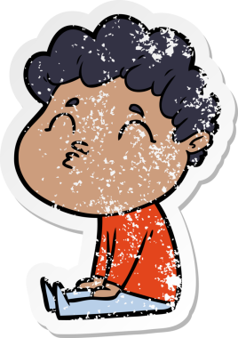 Bir insan tarafından çizilmiş karikatür adamın sıkıntılı çıkartması.