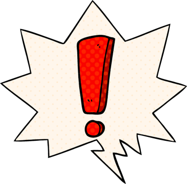 bir insan tarafından çizilmiş çizgi roman tarzında konuşma baloncuğu ile çizgi film ünlem işareti