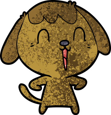 Bir insan tarafından çizilmiş şirin bir çizgi film köpeği.