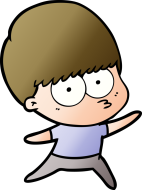 Bir insan tarafından çizilmiş sinirli çizgi film çocuğu.