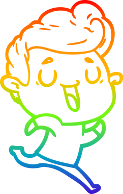 gökkuşağı gradyanı çizimi bir insan tarafından çizilmiş mutlu bir çizgi film adamı