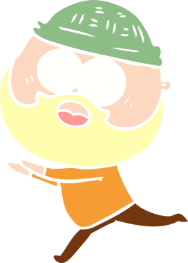 Düz renkli çizgi film sakallı adam bir insan tarafından çizilmiş.