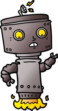 Bir insan tarafından çizilmiş robot çizgi film.