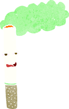 Bir insan tarafından çizilmiş mutlu bir sigara.