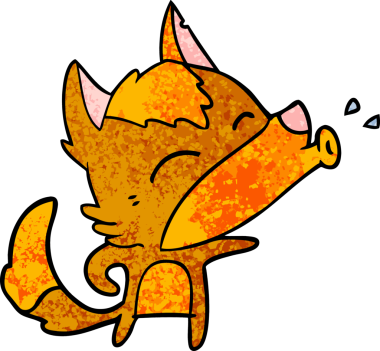 Bir insan tarafından çizilmiş tilki çizgi film karakteri