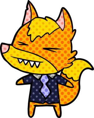 Ofis çalışanı Fox çizgi film karakteri bir insan tarafından çizilmiş.