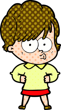 Bir insan tarafından çizilmiş karikatür kadın.