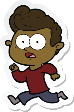 Bir insan tarafından çizilmiş şok olmuş bir karikatür adamın çıkartması.