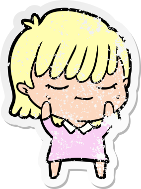 Bir insan tarafından çizilmiş karikatür bir kadının sıkıntılı çıkartması.