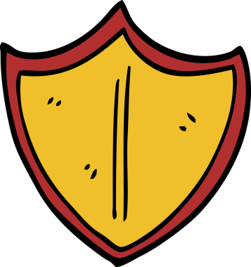 Bir insan tarafından çizilmiş eski bir kalkanı karala