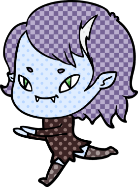 Çizgi film dostu vampir kız bir insan tarafından çizilmiş.