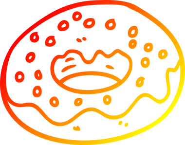 Bir insan tarafından çizilmiş çikolatalı bir çöreğin sıcak çizgi çizimi.