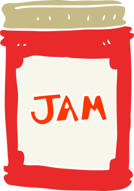 Bir insan tarafından çizilmiş reçel kavanozunun düz renk çizimi