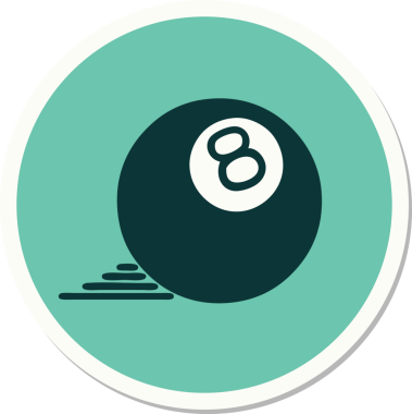 Bir insan tarafından çizilmiş geleneksel 8 top stili dövme çıkartması.