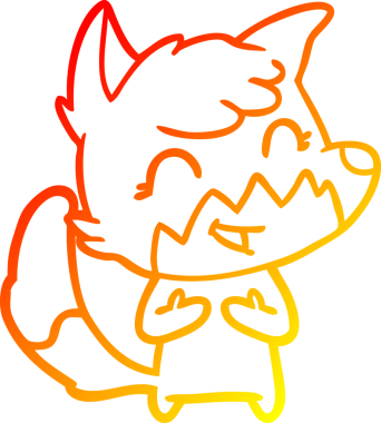 Bir insan tarafından çizilmiş mutlu bir tilkinin sıcak çizgi çizimi