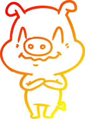 Bir insan tarafından çizilmiş gergin bir domuz çizgi çizimi.