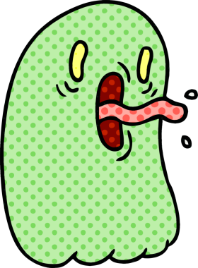 Bir insan tarafından çizilmiş kawai korkunç hayaletinin serbest çizimi.