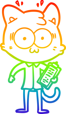 gökkuşağı gradyan çizgi çizimi bir insan tarafından çizilmiş ofis işçisi kedi şaşırttı