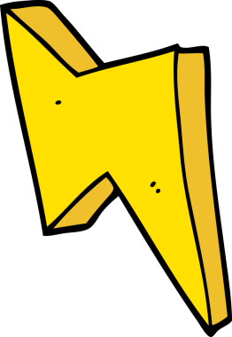 Bir insan tarafından çizilmiş çizgi film yıldırımı