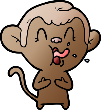 Bir insan tarafından çizilmiş çılgın çizgi film maymunu