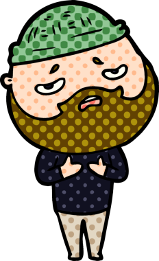 Bir insan tarafından çizilmiş sakallı endişeli bir adam.