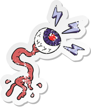 Bir insan tarafından çizilmiş iğrenç elektrikli cadılar bayramı gözbebeğinin gerilimli yapıştırması.