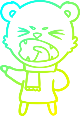 Bir insan tarafından çizilen kızgın çizgi film ayısının soğuk gradyan çizgisi.