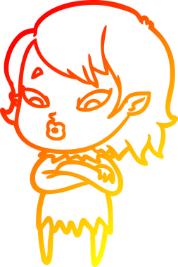 Bir insan tarafından çizilmiş sevimli bir vampir kız çizgi çizimi.