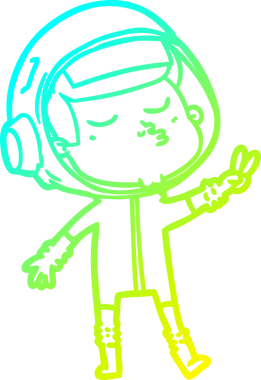 Bir insan tarafından çizilmiş kendinden emin bir astronotun soğuk çizgi çizimi.