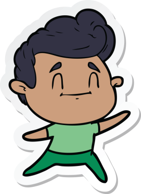 Bir insan tarafından çizilmiş mutlu bir çizgi film karakterinin çıkartması.