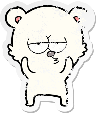 Sıkılmış bir kutup ayısı karikatürünü bir insan çizmiş.