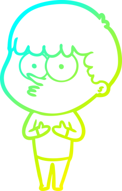 Bir çizgi film karakteri çizen soğuk gradyan bir insan tarafından çizilmiş meraklı çocuk.