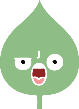 Bir insan tarafından çizilmiş dışavurumsal yaprağın düz renk retro karikatürü