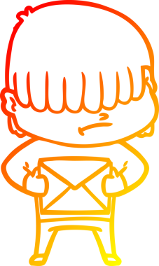 Bir insan tarafından çizilmiş dağınık saçlı bir çizgi film çocuğunun sıcak çizgi çizimi.