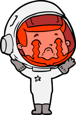 Bir insan tarafından çizilmiş ağlayan astronot çizgi filmi.